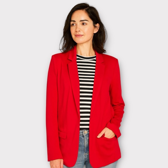 MAGASCHONI red comfy jersey knit one button blazer size medium office career - Picture 1 of 4